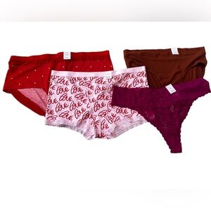 Auden Women's Panties Set - Red, Brown, Purple NWT XXXL